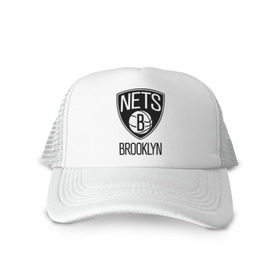 Кепка тракер с сеткой с принтом Nets Brooklyn в Санкт-Петербурге, трикотажное полотно; задняя часть — сетка | длинный козырек, универсальный размер, пластиковая застежка | бруклин