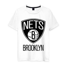 Мужская футболка хлопок с принтом Nets Brooklyn в Санкт-Петербурге, 100% хлопок | прямой крой, круглый вырез горловины, длина до линии бедер, слегка спущенное плечо. | Тематика изображения на принте: бруклин