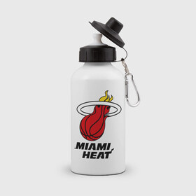 Бутылка спортивная с принтом Miami Heat-logo в Санкт-Петербурге, металл | емкость — 500 мл, в комплекте две пластиковые крышки и карабин для крепления | basketball | nba | баскетболл | лого баскетбольных клубов | майами | нба