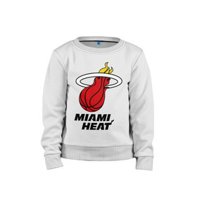 Детский свитшот хлопок с принтом Miami Heat-logo в Санкт-Петербурге, 100% хлопок | круглый вырез горловины, эластичные манжеты, пояс и воротник | basketball | nba | баскетболл | лого баскетбольных клубов | майами | нба