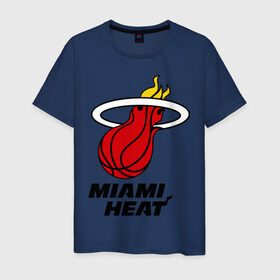 Мужская футболка хлопок с принтом Miami Heat-logo в Санкт-Петербурге, 100% хлопок | прямой крой, круглый вырез горловины, длина до линии бедер, слегка спущенное плечо. | basketball | nba | баскетболл | лого баскетбольных клубов | майами | нба