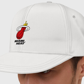Кепка снепбек с прямым козырьком с принтом Miami Heat-logo в Санкт-Петербурге, хлопок 100% |  | basketball | nba | баскетболл | лого баскетбольных клубов | майами | нба