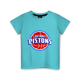 Детская футболка хлопок с принтом Detroit Pistons - logo в Санкт-Петербурге, 100% хлопок | круглый вырез горловины, полуприлегающий силуэт, длина до линии бедер | basketball | nba | баскетболл | детроит | лого баскетбольных клубов | нба