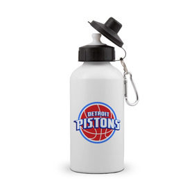 Бутылка спортивная с принтом Detroit Pistons - logo в Санкт-Петербурге, металл | емкость — 500 мл, в комплекте две пластиковые крышки и карабин для крепления | basketball | nba | баскетболл | детроит | лого баскетбольных клубов | нба