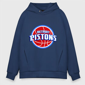 Мужское худи Oversize хлопок с принтом Detroit Pistons - logo в Санкт-Петербурге, френч-терри — 70% хлопок, 30% полиэстер. Мягкий теплый начес внутри —100% хлопок | боковые карманы, эластичные манжеты и нижняя кромка, капюшон на магнитной кнопке | basketball | nba | баскетболл | детроит | лого баскетбольных клубов | нба