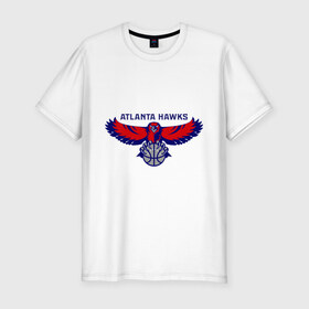 Мужская футболка премиум с принтом Atlanta Hawks - logo в Санкт-Петербурге, 92% хлопок, 8% лайкра | приталенный силуэт, круглый вырез ворота, длина до линии бедра, короткий рукав | 