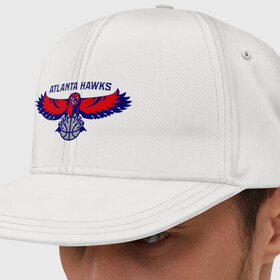 Кепка снепбек с прямым козырьком с принтом Atlanta Hawks - logo в Санкт-Петербурге, хлопок 100% |  | 