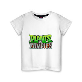 Детская футболка хлопок с принтом Plants vs zombies в Санкт-Петербурге, 100% хлопок | круглый вырез горловины, полуприлегающий силуэт, длина до линии бедер | Тематика изображения на принте: plants | zombies | игры
