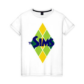 Женская футболка хлопок с принтом The Sims rhombus в Санкт-Петербурге, 100% хлопок | прямой крой, круглый вырез горловины, длина до линии бедер, слегка спущенное плечо | игры | компьютерные игры | симс | симы