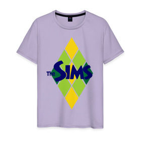 Мужская футболка хлопок с принтом The Sims rhombus в Санкт-Петербурге, 100% хлопок | прямой крой, круглый вырез горловины, длина до линии бедер, слегка спущенное плечо. | игры | компьютерные игры | симс | симы