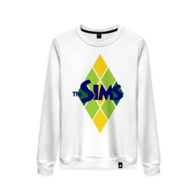 Женский свитшот хлопок с принтом The Sims rhombus в Санкт-Петербурге, 100% хлопок | прямой крой, круглый вырез, на манжетах и по низу широкая трикотажная резинка  | игры | компьютерные игры | симс | симы