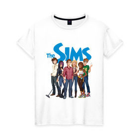 Женская футболка хлопок с принтом The Sims heroes в Санкт-Петербурге, 100% хлопок | прямой крой, круглый вырез горловины, длина до линии бедер, слегка спущенное плечо | игры | компьютерные игры | симс | симы