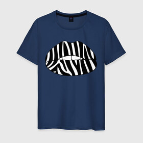Мужская футболка хлопок с принтом Zebra lips в Санкт-Петербурге, 100% хлопок | прямой крой, круглый вырез горловины, длина до линии бедер, слегка спущенное плечо. | lips | губы | зебра | поцелуй