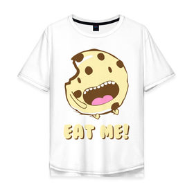 Мужская футболка хлопок Oversize с принтом Eat me! Im Cake! в Санкт-Петербурге, 100% хлопок | свободный крой, круглый ворот, “спинка” длиннее передней части | Тематика изображения на принте: eat me | девушкам | для девушек | животные | мило | парные | пирожное | съешь меня