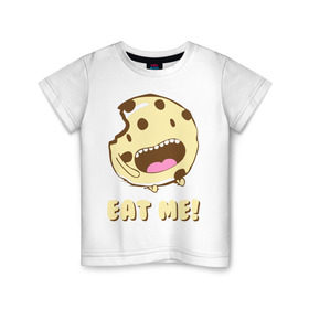 Детская футболка хлопок с принтом Eat me! I`m Cake! в Санкт-Петербурге, 100% хлопок | круглый вырез горловины, полуприлегающий силуэт, длина до линии бедер | eat me | девушкам | для девушек | животные | мило | парные | пирожное | съешь меня