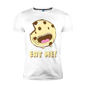 Мужская футболка премиум с принтом Eat me! I`m Cake! в Санкт-Петербурге, 92% хлопок, 8% лайкра | приталенный силуэт, круглый вырез ворота, длина до линии бедра, короткий рукав | eat me | девушкам | для девушек | животные | мило | парные | пирожное | съешь меня