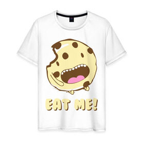 Мужская футболка хлопок с принтом Eat me! I`m Cake! в Санкт-Петербурге, 100% хлопок | прямой крой, круглый вырез горловины, длина до линии бедер, слегка спущенное плечо. | eat me | девушкам | для девушек | животные | мило | парные | пирожное | съешь меня