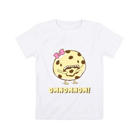 Детская футболка хлопок с принтом Omnomnom! в Санкт-Петербурге, 100% хлопок | круглый вырез горловины, полуприлегающий силуэт, длина до линии бедер | omnomnom | девушкам | для девушек | животные | мило | парные | пирожное