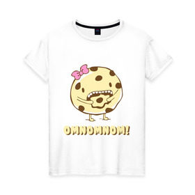 Женская футболка хлопок с принтом Omnomnom! в Санкт-Петербурге, 100% хлопок | прямой крой, круглый вырез горловины, длина до линии бедер, слегка спущенное плечо | omnomnom | девушкам | для девушек | животные | мило | парные | пирожное