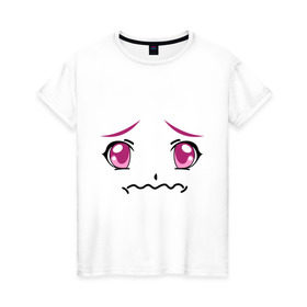 Женская футболка хлопок с принтом Розовые аниме глаза в Санкт-Петербурге, 100% хлопок | прямой крой, круглый вырез горловины, длина до линии бедер, слегка спущенное плечо | anime | аниме | взгляд | глаза | лицо | розовые глаза