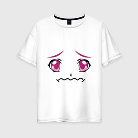 Женская футболка хлопок Oversize с принтом Розовые аниме глаза в Санкт-Петербурге, 100% хлопок | свободный крой, круглый ворот, спущенный рукав, длина до линии бедер
 | anime | аниме | взгляд | глаза | лицо | розовые глаза