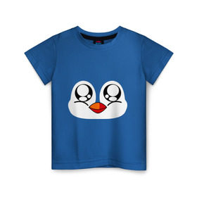 Детская футболка хлопок с принтом Морда пингвина в Санкт-Петербурге, 100% хлопок | круглый вырез горловины, полуприлегающий силуэт, длина до линии бедер | Тематика изображения на принте: пингвин