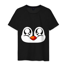 Мужская футболка хлопок с принтом Морда пингвина в Санкт-Петербурге, 100% хлопок | прямой крой, круглый вырез горловины, длина до линии бедер, слегка спущенное плечо. | пингвин