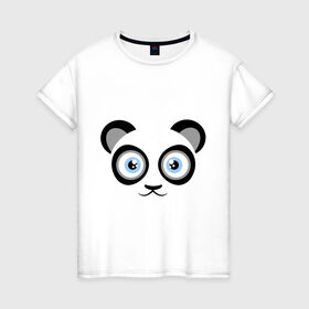 Женская футболка хлопок с принтом Мордочка панды в Санкт-Петербурге, 100% хлопок | прямой крой, круглый вырез горловины, длина до линии бедер, слегка спущенное плечо | панда