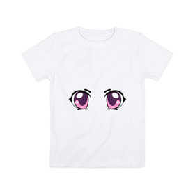 Детская футболка хлопок с принтом Фиолетовые аниме глаза в Санкт-Петербурге, 100% хлопок | круглый вырез горловины, полуприлегающий силуэт, длина до линии бедер | anime | взгляд | лицо