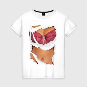 Женская футболка хлопок с принтом Идеальный бюст в Санкт-Петербурге, 100% хлопок | прямой крой, круглый вырез горловины, длина до линии бедер, слегка спущенное плечо | грудь | женское тело | подарок бабушке | подарок жене | тело