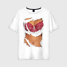 Женская футболка хлопок Oversize с принтом Идеальный бюст в Санкт-Петербурге, 100% хлопок | свободный крой, круглый ворот, спущенный рукав, длина до линии бедер
 | грудь | женское тело | подарок бабушке | подарок жене | тело