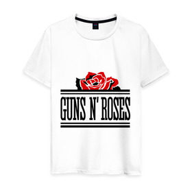 Мужская футболка хлопок с принтом Guns n roses red в Санкт-Петербурге, 100% хлопок | прямой крой, круглый вырез горловины, длина до линии бедер, слегка спущенное плечо. | guns and roses | rock | ганс н роуз | музыка | рок