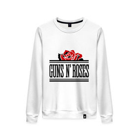 Женский свитшот хлопок с принтом Guns n roses red в Санкт-Петербурге, 100% хлопок | прямой крой, круглый вырез, на манжетах и по низу широкая трикотажная резинка  | guns and roses | rock | ганс н роуз | музыка | рок
