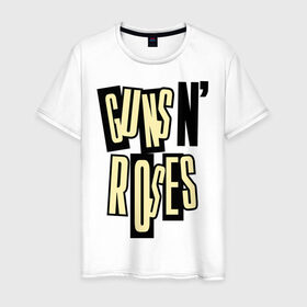 Мужская футболка хлопок с принтом Guns n roses cream в Санкт-Петербурге, 100% хлопок | прямой крой, круглый вырез горловины, длина до линии бедер, слегка спущенное плечо. | guns and roses | rock | ганс н роуз | музыка | рок