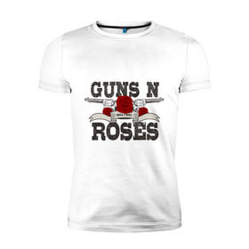 Мужская футболка премиум с принтом Guns n roses black в Санкт-Петербурге, 92% хлопок, 8% лайкра | приталенный силуэт, круглый вырез ворота, длина до линии бедра, короткий рукав | guns and roses | rock | ганс н роуз | музыка | рок
