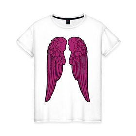Женская футболка хлопок с принтом Purple wings в Санкт-Петербурге, 100% хлопок | прямой крой, круглый вырез горловины, длина до линии бедер, слегка спущенное плечо | крылья