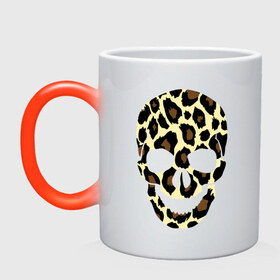 Кружка хамелеон с принтом Skull leopard в Санкт-Петербурге, керамика | меняет цвет при нагревании, емкость 330 мл | leo | skull | леопард | череп