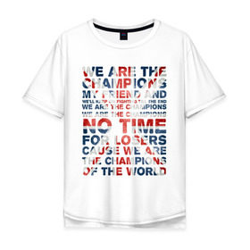 Мужская футболка хлопок Oversize с принтом Champion flag в Санкт-Петербурге, 100% хлопок | свободный крой, круглый ворот, “спинка” длиннее передней части | queen | rock | британский флаг | великобритания | рок