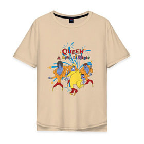 Мужская футболка хлопок Oversize с принтом Queen A Kind of Magic в Санкт-Петербурге, 100% хлопок | свободный крой, круглый ворот, “спинка” длиннее передней части | freddie mercury | queen | классический рок | куин | рок группа | фредди меркьюри
