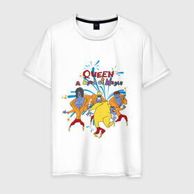 Мужская футболка хлопок с принтом Queen A Kind of Magic в Санкт-Петербурге, 100% хлопок | прямой крой, круглый вырез горловины, длина до линии бедер, слегка спущенное плечо. | freddie mercury | queen | классический рок | куин | рок группа | фредди меркьюри