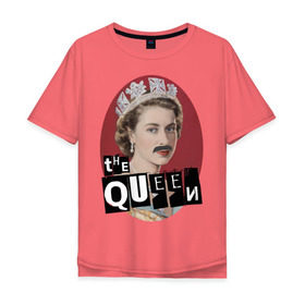 Мужская футболка хлопок Oversize с принтом The Queen в Санкт-Петербурге, 100% хлопок | свободный крой, круглый ворот, “спинка” длиннее передней части | freddie mercury | queen | классический рок | куин | рок группа | фредди меркьюри