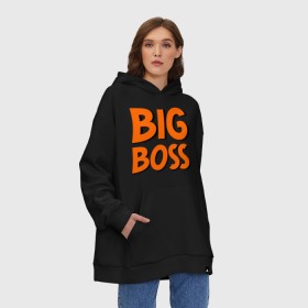 Худи SuperOversize хлопок с принтом Big Boss в Санкт-Петербурге, 70% хлопок, 30% полиэстер, мягкий начес внутри | карман-кенгуру, эластичная резинка на манжетах и по нижней кромке, двухслойный капюшон
 | Тематика изображения на принте: big | big boss | boss | большой | большой босс | босс