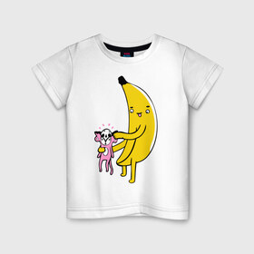 Детская футболка хлопок с принтом Мстительный банан в Санкт-Петербурге, 100% хлопок | круглый вырез горловины, полуприлегающий силуэт, длина до линии бедер | bananes | мартышка | обезьяна | фрукты