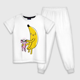 Детская пижама хлопок с принтом Мстительный банан в Санкт-Петербурге, 100% хлопок |  брюки и футболка прямого кроя, без карманов, на брюках мягкая резинка на поясе и по низу штанин
 | bananes | мартышка | обезьяна | фрукты