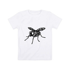 Детская футболка хлопок с принтом Рентген мухи в Санкт-Петербурге, 100% хлопок | круглый вырез горловины, полуприлегающий силуэт, длина до линии бедер | скелет