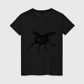 Женская футболка хлопок с принтом Рентген мухи в Санкт-Петербурге, 100% хлопок | прямой крой, круглый вырез горловины, длина до линии бедер, слегка спущенное плечо | Тематика изображения на принте: скелет