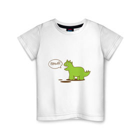 Детская футболка хлопок с принтом Динозаврик в Санкт-Петербурге, 100% хлопок | круглый вырез горловины, полуприлегающий силуэт, длина до линии бедер | динозавр