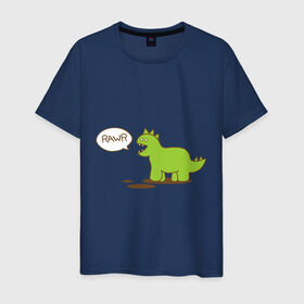 Мужская футболка хлопок с принтом Динозаврик в Санкт-Петербурге, 100% хлопок | прямой крой, круглый вырез горловины, длина до линии бедер, слегка спущенное плечо. | динозавр