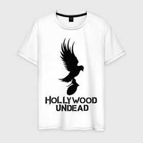 Мужская футболка хлопок с принтом Hollywood Undead в Санкт-Петербурге, 100% хлопок | прямой крой, круглый вырез горловины, длина до линии бедер, слегка спущенное плечо. | hollywood undead | undead | птица с гранатой | рок реп группа hollywood undead