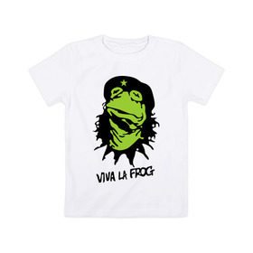 Детская футболка хлопок с принтом Viva la Frog в Санкт-Петербурге, 100% хлопок | круглый вырез горловины, полуприлегающий силуэт, длина до линии бедер | frog | viva la frog | viva лягушка | лягушка | лягушка чегевара